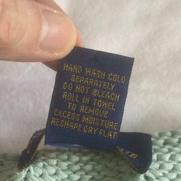 CHARTER CLUB Pastel Teal Rolled Hem Vintage Sweater Medium Soft Knit 90s Style - Picture 10 of 11